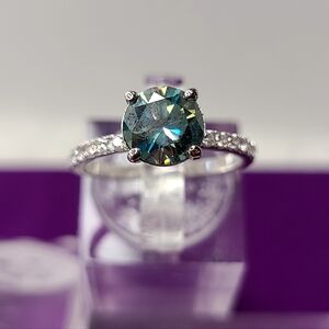 Moissanite Blue 2.5 Carat Solitaire Ring